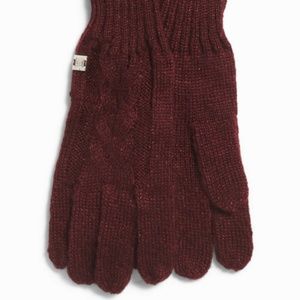 Women's Cable Knit Gloves One Size Garnet Red New